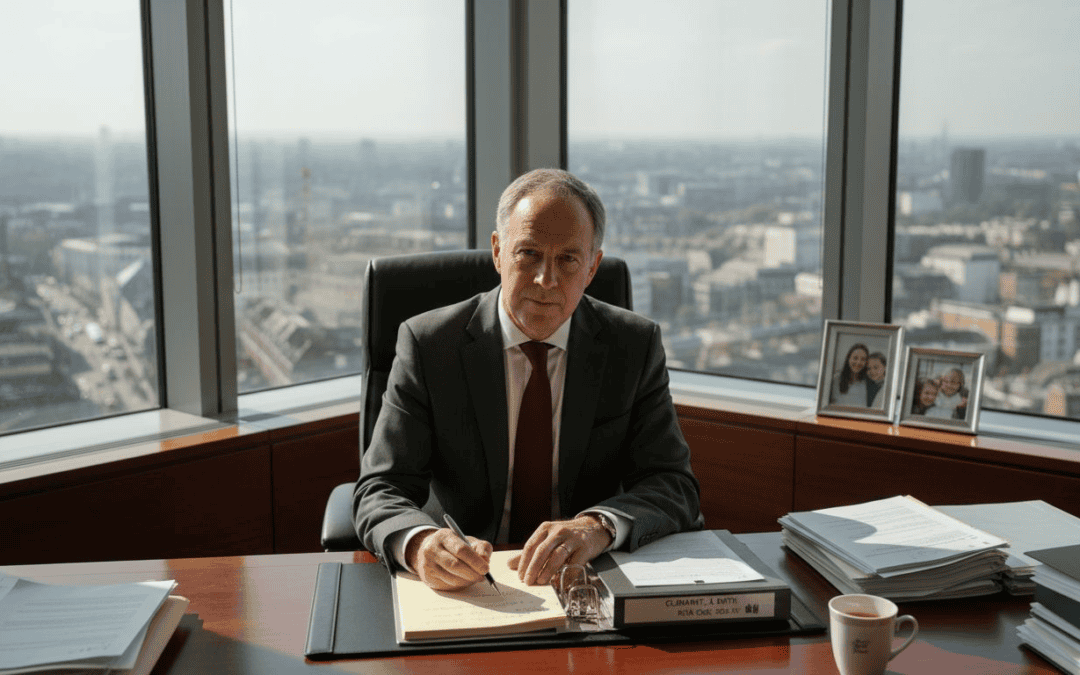 Expert solicitor analysing injury claim paperwork for accident compensation.