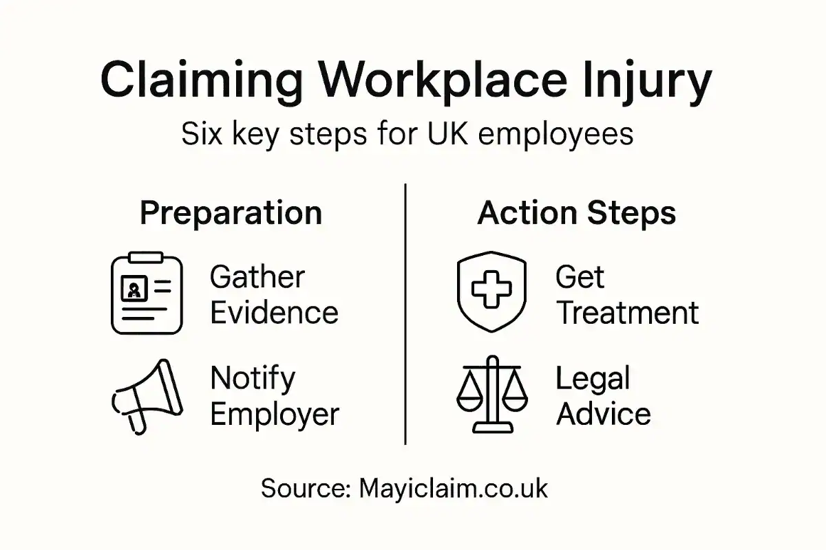 Infographic showing UK workplace injury claim steps