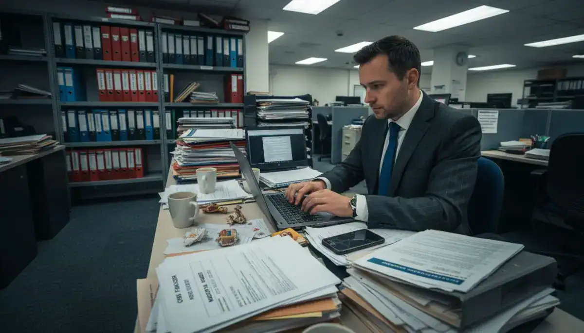 Solicitor compiling injury evidence paperwork