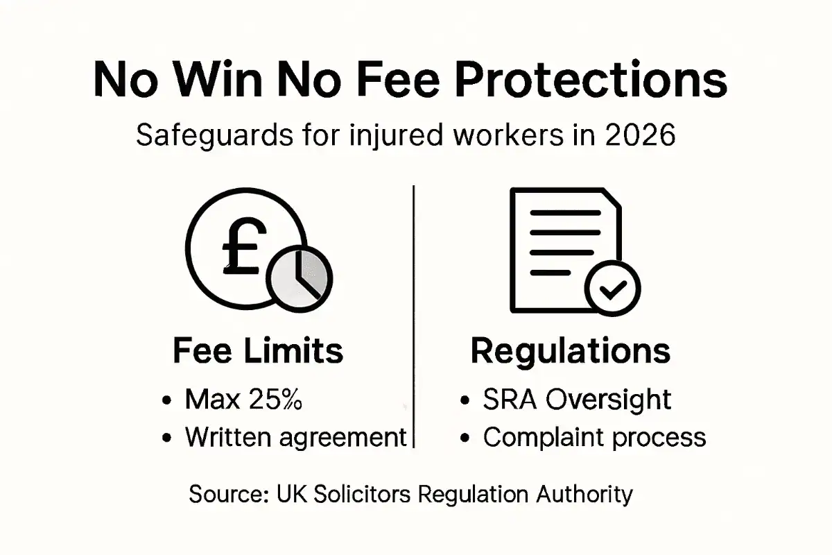 Infographic on 2026 no win no fee protections