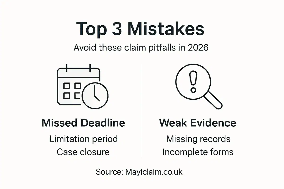 Infographic with top three No Win No Fee mistakes