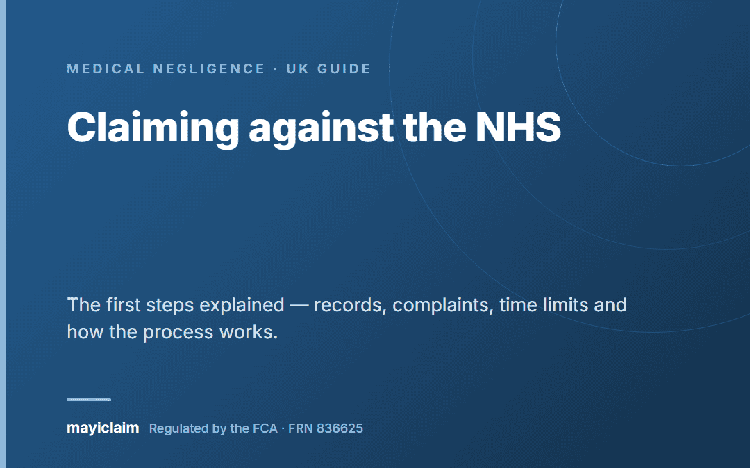 Guide graphic for an article on the first steps of making an NHS negligence claim